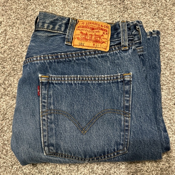 Levi's Other - VTG Levis 501 Jeans‎ Mens 40x34 Blue Straight Button Fly Medium Wash Y2K Denim *